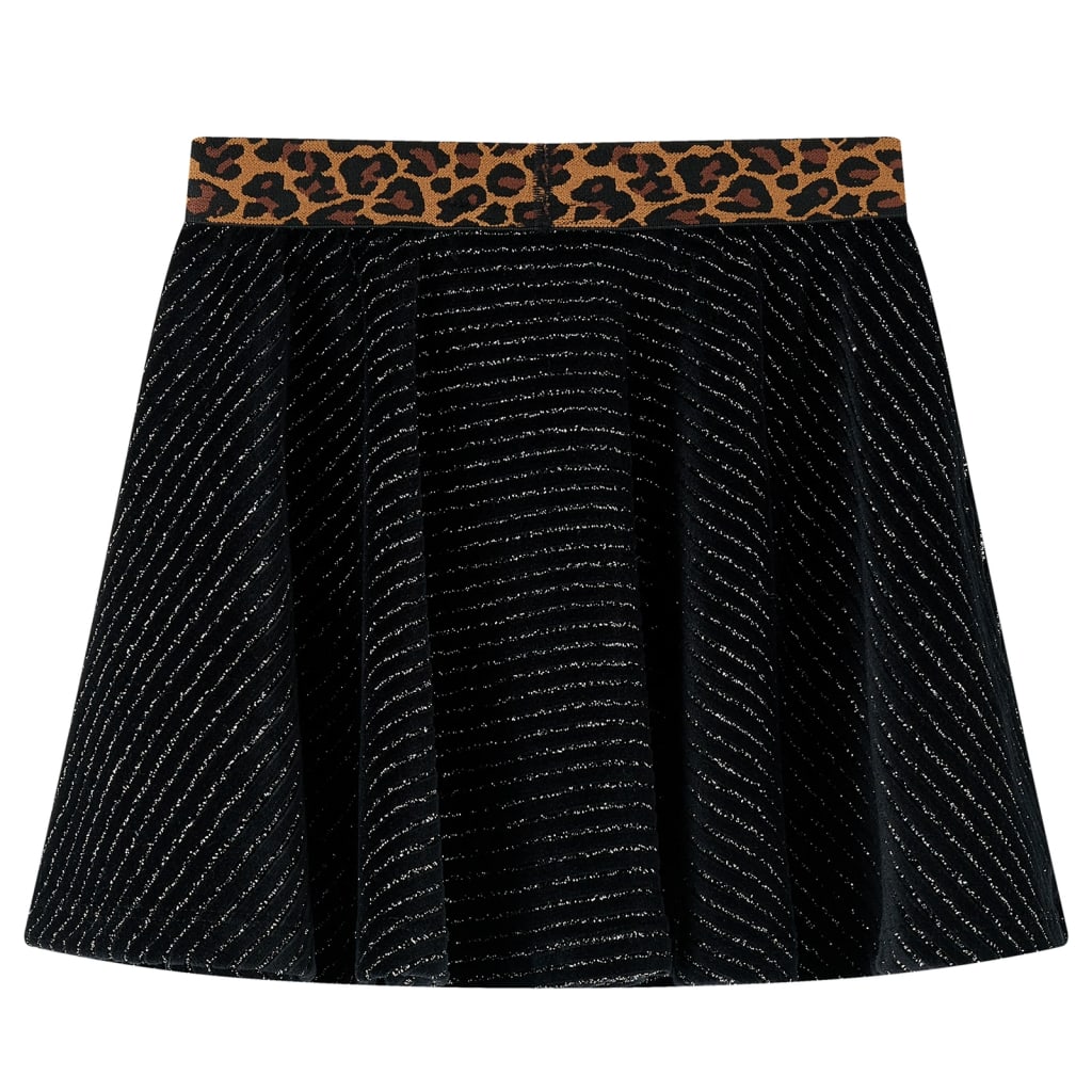 Kinderrock mit Bund in Leopardenmuster Schwarz