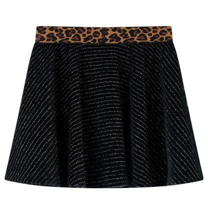 Kinderrock mit Bund in Leopardenmuster Schwarz