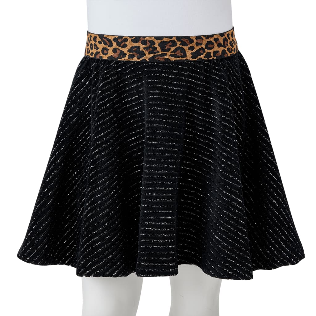 Kinderrock mit Bund in Leopardenmuster Schwarz