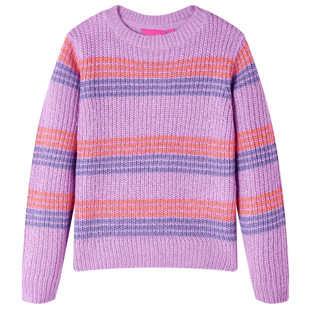 Kinderpullover mit Streifen Gestrickt Lila und Rosa