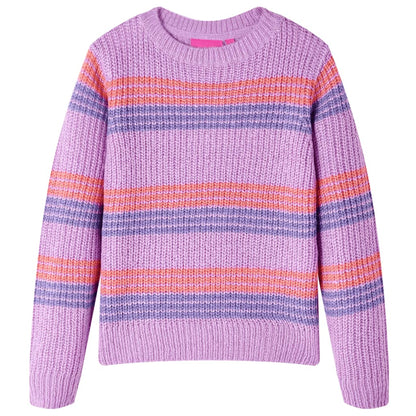 Kinderpullover mit Streifen Gestrickt Lila und Rosa