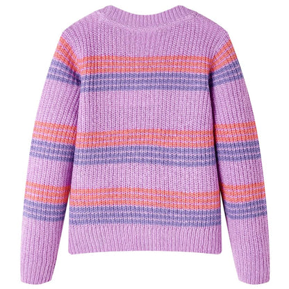 Kinderpullover mit Streifen Gestrickt Lila und Rosa