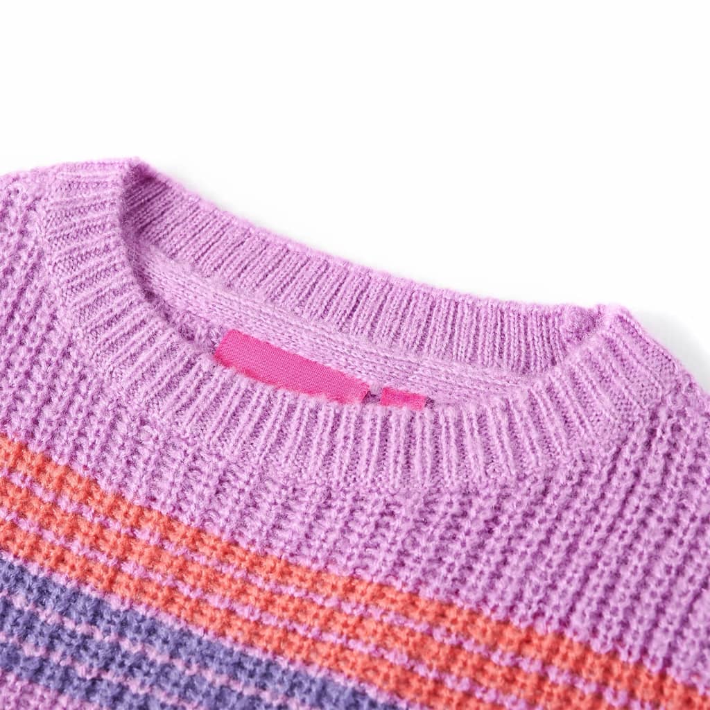 Kinderpullover mit Streifen Gestrickt Lila und Rosa