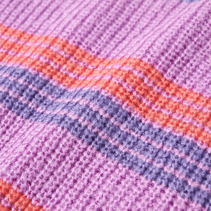 Kinderpullover mit Streifen Gestrickt Lila und Rosa