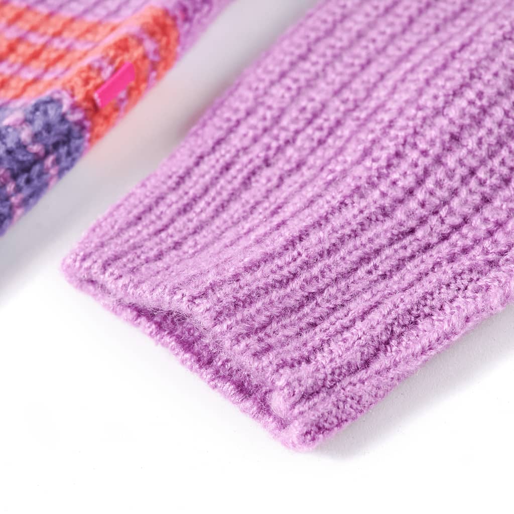 Kinderpullover mit Streifen Gestrickt Lila und Rosa