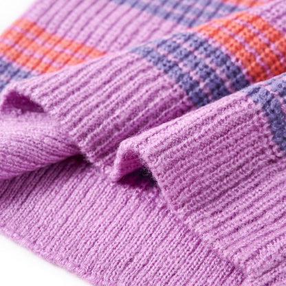 Kinderpullover mit Streifen Gestrickt Lila und Rosa