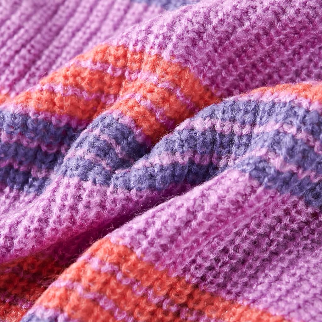 Kinderpullover mit Streifen Gestrickt Lila und Rosa