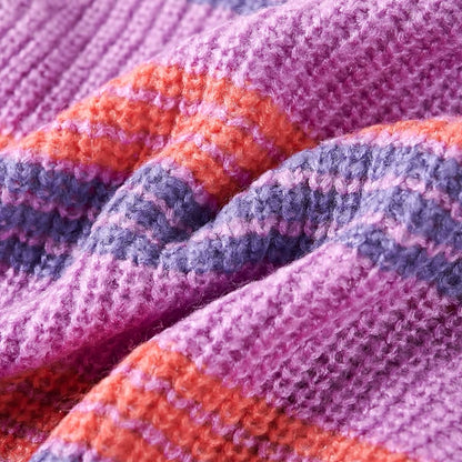 Kinderpullover mit Streifen Gestrickt Lila und Rosa