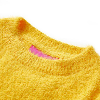 Kinderpullover Gestrickt Dunkles Ocker