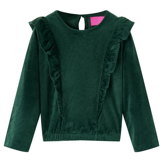 Kinderbluse mit Rüschen Dunkelgrün