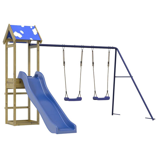 Spielturm aus imprägniertem Kiefernholz und massivem Douglasie und Kiefer